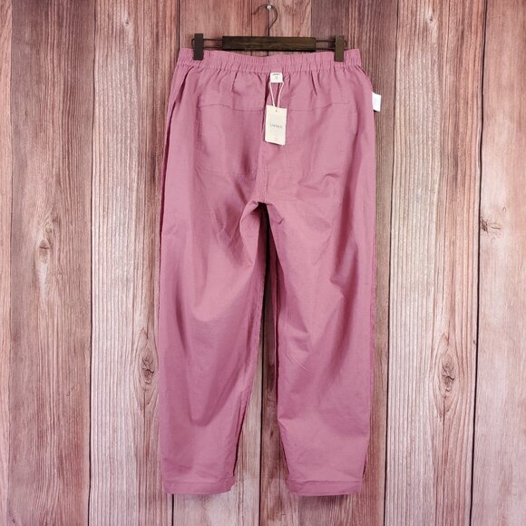 NWT Lintico Womens Large Linen Simple Button Fly Trousers HEIDI Raspberry Pink - Picture 4 of 16